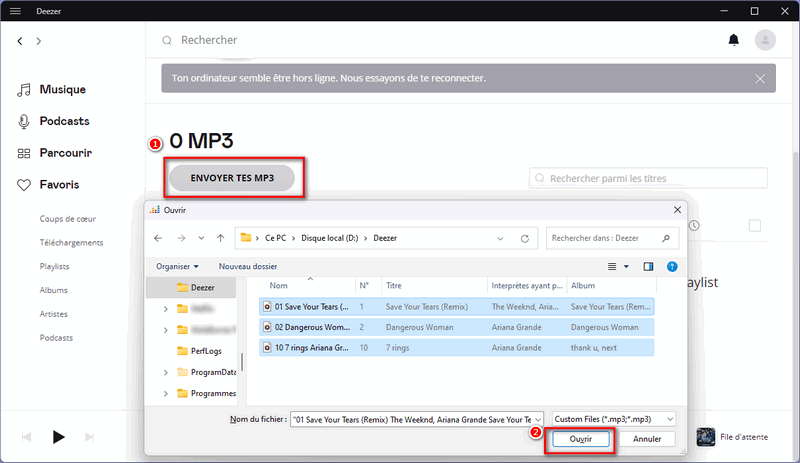 Ajouter des fichiers MP3 à votre compte Deezer