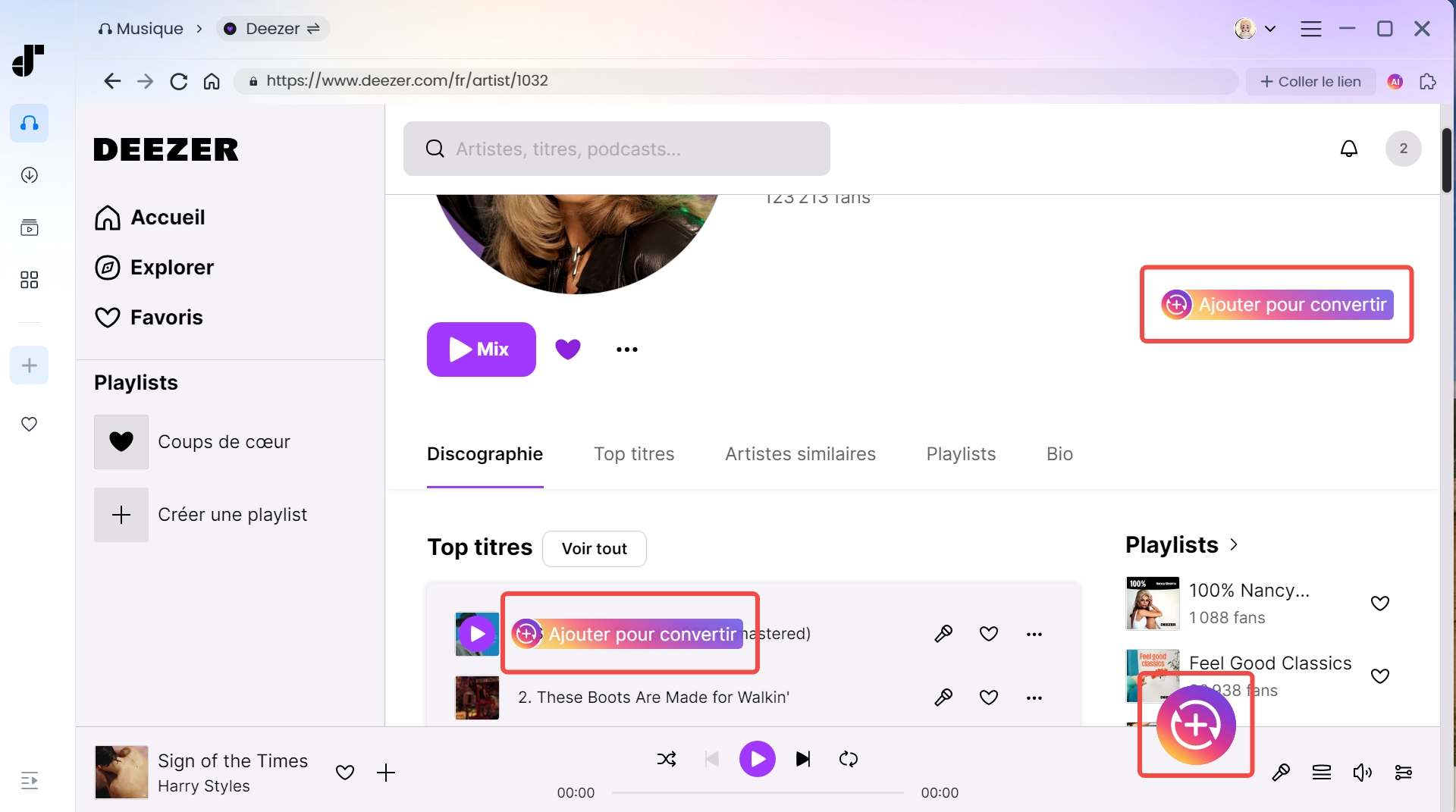 Ajouter des chansons à convertir