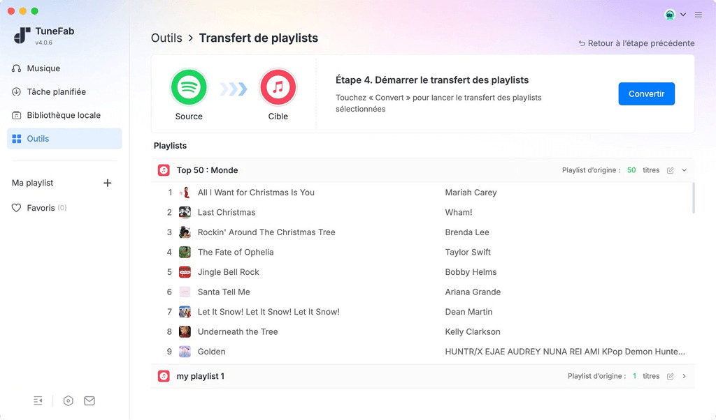 Convertir la playlist