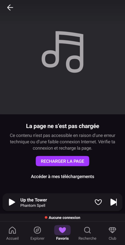 Deezer hors connexion ne fonctionne pas