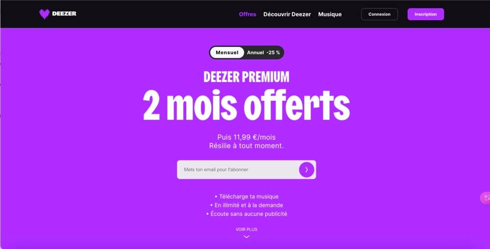 Essai gratuit de Deezer Premium