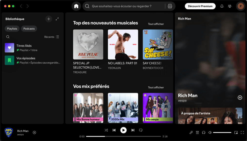 Interface utilisateur Spotify