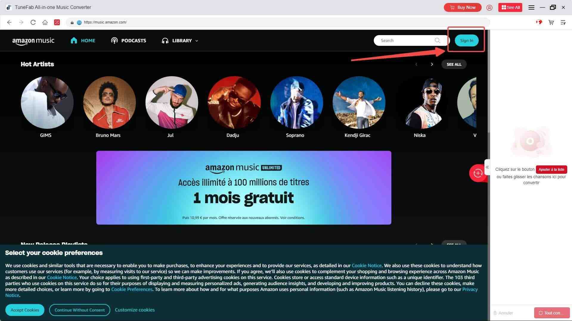 Connecter à votre compte Amazon Music