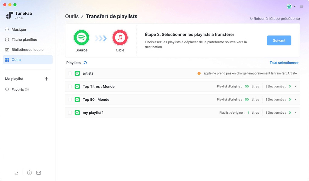 Transférer des playlists