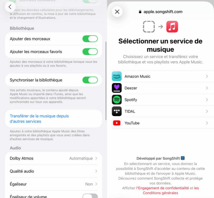 Transférer playlist Amazon Music vers Apple Music sur iOS