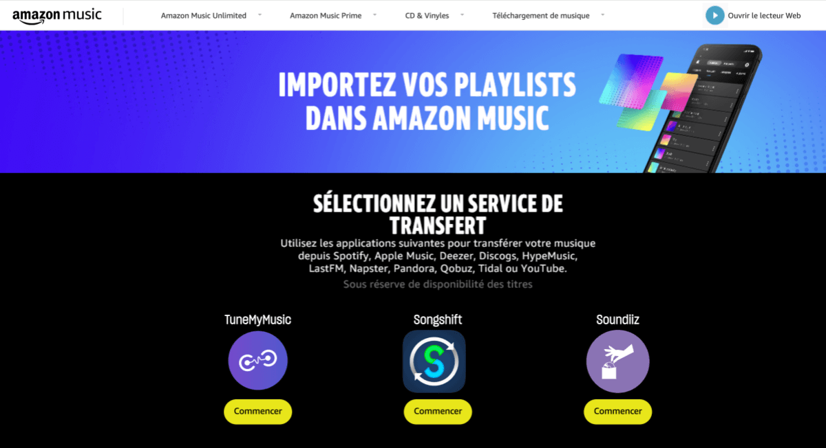Transférer playlist Spotify vers Amazon Music